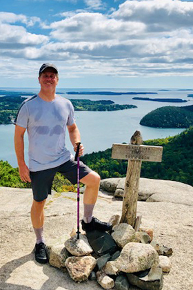 Peter Hinman at top of Penobscot Bay Acadia National Park Maine